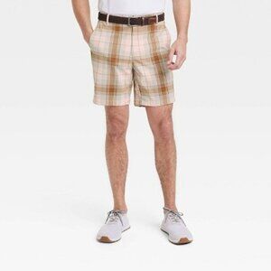 All‎ In Motion 8" Mens Peach Plaid Golf Shorts Size 36